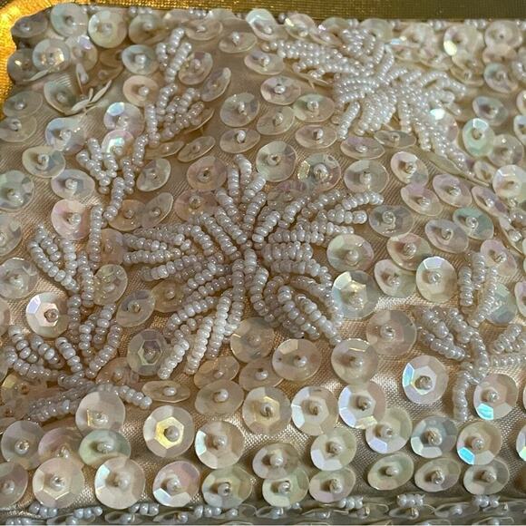 Vintage sequined beaded mini bag gold chain strap kiss lock - Picture 3 of 5